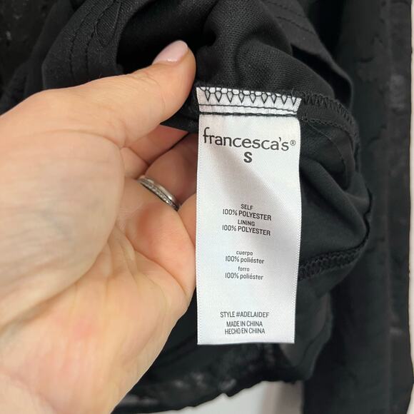 Francesca’s Hillary Lace Corset Long Sleeve Peplum Black Blouse NWT Sz S - Picture 9 of 10